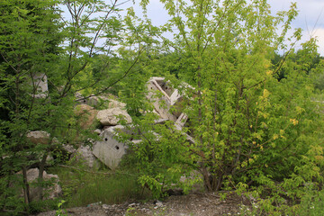 Destroyed concrete slabs in the forest. The largest secret facility of the USSR is the anti-nuclear...
