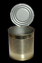 Open Tin Can Isolated on black Background