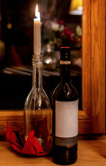 Romantic Candle Lit Dinner on Christmas Eve. Heidelberg, Germany.