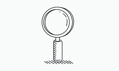 Linear drawing of a standing magnifier with hatch pattern in the shadows