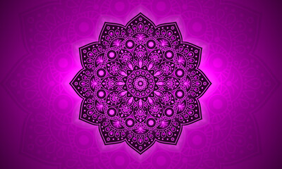 Luxury geometric circle gradient purple mandala background. Design for any card, birthday, other holiday, kaleidoscope, yoga, india, folk, arabic. Indian pattern wallpaper.