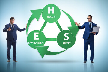 HSE concept for health safety environment with businessman