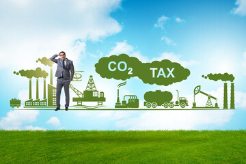 Businessman in carbon tax concept