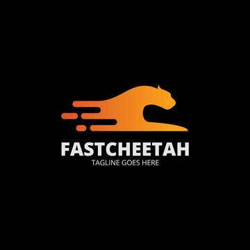 Elegant Fast cheetah logo template vektor. Creative symbol. Emblem. Animal logo with speed
