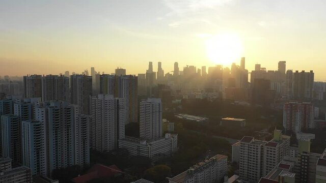 Apr 07/2019 4k aerial video of Singapore sunrise look from HDB Jalan Bukit Merah