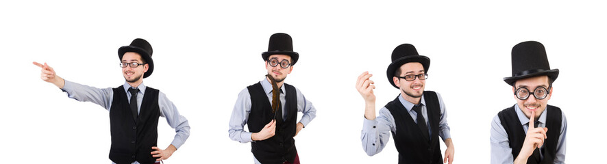 Young man in hat isolated on white