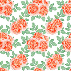 seamless background with  flowers, Juliet rose repeat pattern on white background 