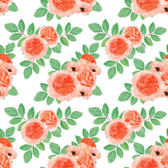 seamless background with  flowers, Juliet rose repeat pattern on white background 