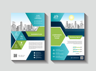 Brochure design, cover modern layout, annual report, poster, flyer in A4 with colorful geometric shapes for tech, science, market with light background
