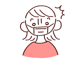 驚くマスク姿の若い女性