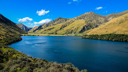Naklejka na ściany i meble Stunning North View from Moke Lake Loop Track, Moke Lake, Otago, South Island, New Zealand
