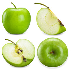 green apple isolated on white clipping path