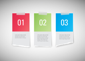 set of vector torn paper banners with sticky tape,  infographic