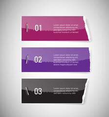 Naklejka na ściany i meble set of vector glossy torn paper banners with staple, infographic