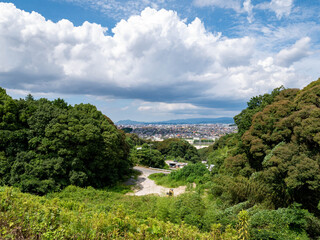 Fototapeta na wymiar View of local city - Fukuoka - from mountain in JAPAN.