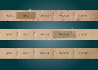 vector old paper navigation bar for web