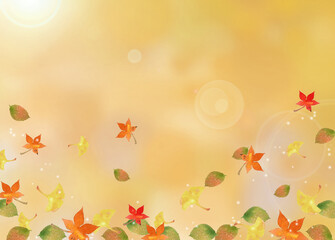 水彩の秋の落ち葉