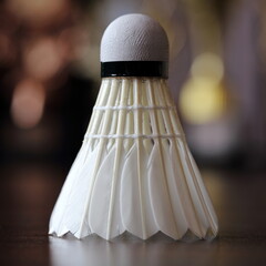 Close-up Image of a Badminton Shuttlecock with Blurry Bokeh Background