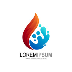 Fire logo and water drop design combination, Hot icons