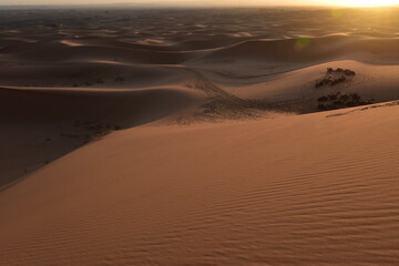 Obraz na płótnie Canvas モロッコの旅・サハラ砂漠の夜明け