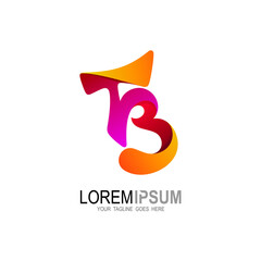 Letter T and B logo design template, 3d icons
