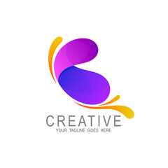 Butterfly logo with colorful design illustration