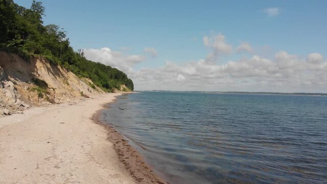 Beautiful beach in northern Germany, Schleswig-Holstein called Noer Beach on the Baltic Sea.
Drone stands still
