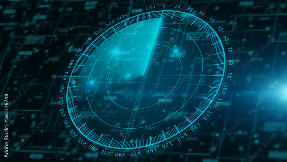 Poster Digital cloud computing and radar scanning of cyber security. Digital data network protection. High-speed connection data analysis. Future technology digital background