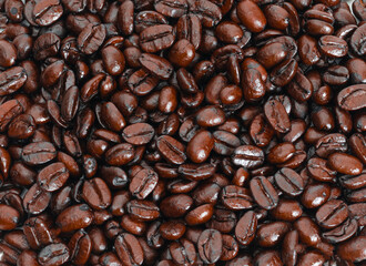 Roasted coffee beans closeup