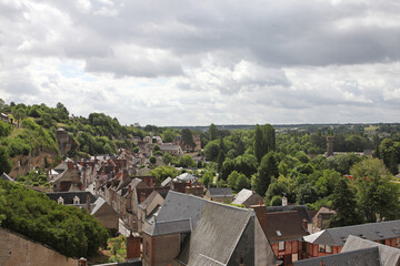 Views of the town of Amboise in Loire Valley, France showing buildings, river, roads, pathways and...