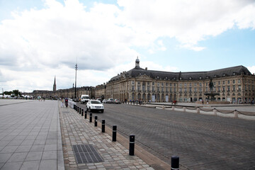 Beautiful views of the city of Bordeaux in France featuring buildings, gardens, roads, rivers, pathways