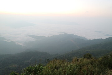 Obraz premium Beautiful landscape in the mountains at sunrise, Traveling concept background.