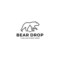 Simple Bear illustration with negative space oil drops under his belly.