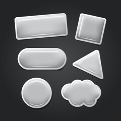 set of white blank plastic buttons