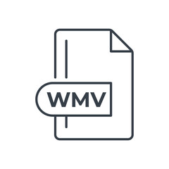 WMV File Format Icon. WMV extension line icon.