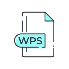 WPS File Format Icon. WPS extension line icon.