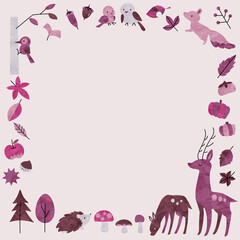 水彩風のかわいい秋のフレーム