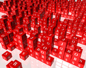 jobs find cubes dice die isolated red - 3d rendering