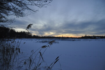 winter sunrise over the lake