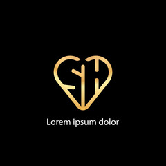 SH minimalist logo in the form of love