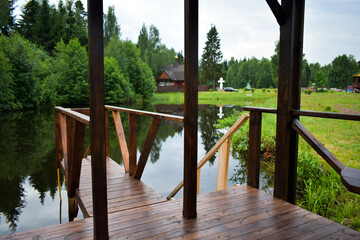view from the gazebo to the pond