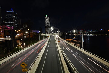 Fototapeta na wymiar Brisbane Traffic Time Lapse