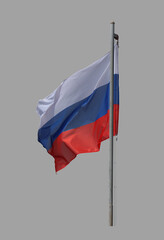 Russian flag on a gray background.