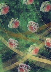 wallpaper of pink roses with deep green background