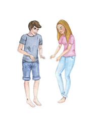 Happy cooking is a collection of high-quality hand-drawn watercolor and line art illustrations of happy family baking and cooking at home kitchen