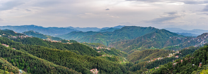 Fototapeta na wymiar Panoramic view at Shimla, Himachal Pradesh, India.