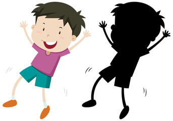 Funny boy with its silhouette