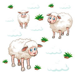 Seamless background design with white sheep