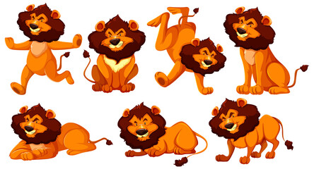 Set of lion cartoon character © blueringmedia