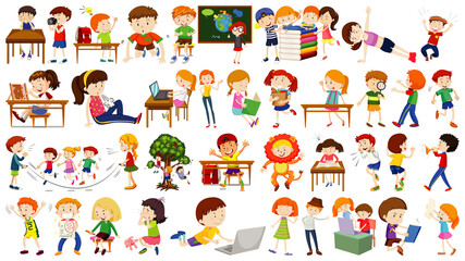 Set of cute kids cartoon character